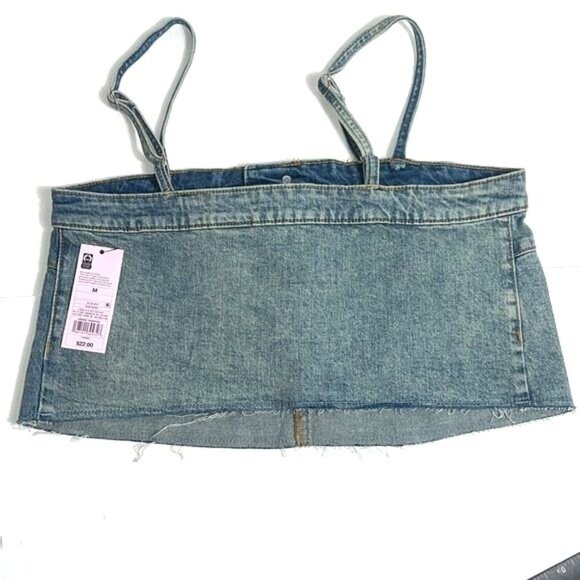 Wild Fable Denim Bustier Crop Top With Adjustable Straps Womens Sz L - Picture 2 of 8